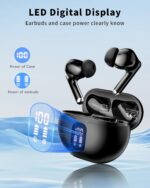 Wireless Earbuds, Bluetooth 5.4 Headphones with 50H Playback, Deep Bass Stereo Ear Buds Clear Calls with LED Power Display, IPX7 Waterproof, in-Ear Earphones with Mic for Phone/Android/iPad, Black - Image 2
