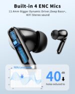 Wireless Earbuds, Bluetooth 5.4 Headphones with 50H Playback, Deep Bass Stereo Ear Buds Clear Calls with LED Power Display, IPX7 Waterproof, in-Ear Earphones with Mic for Phone/Android/iPad, Black - Image 3