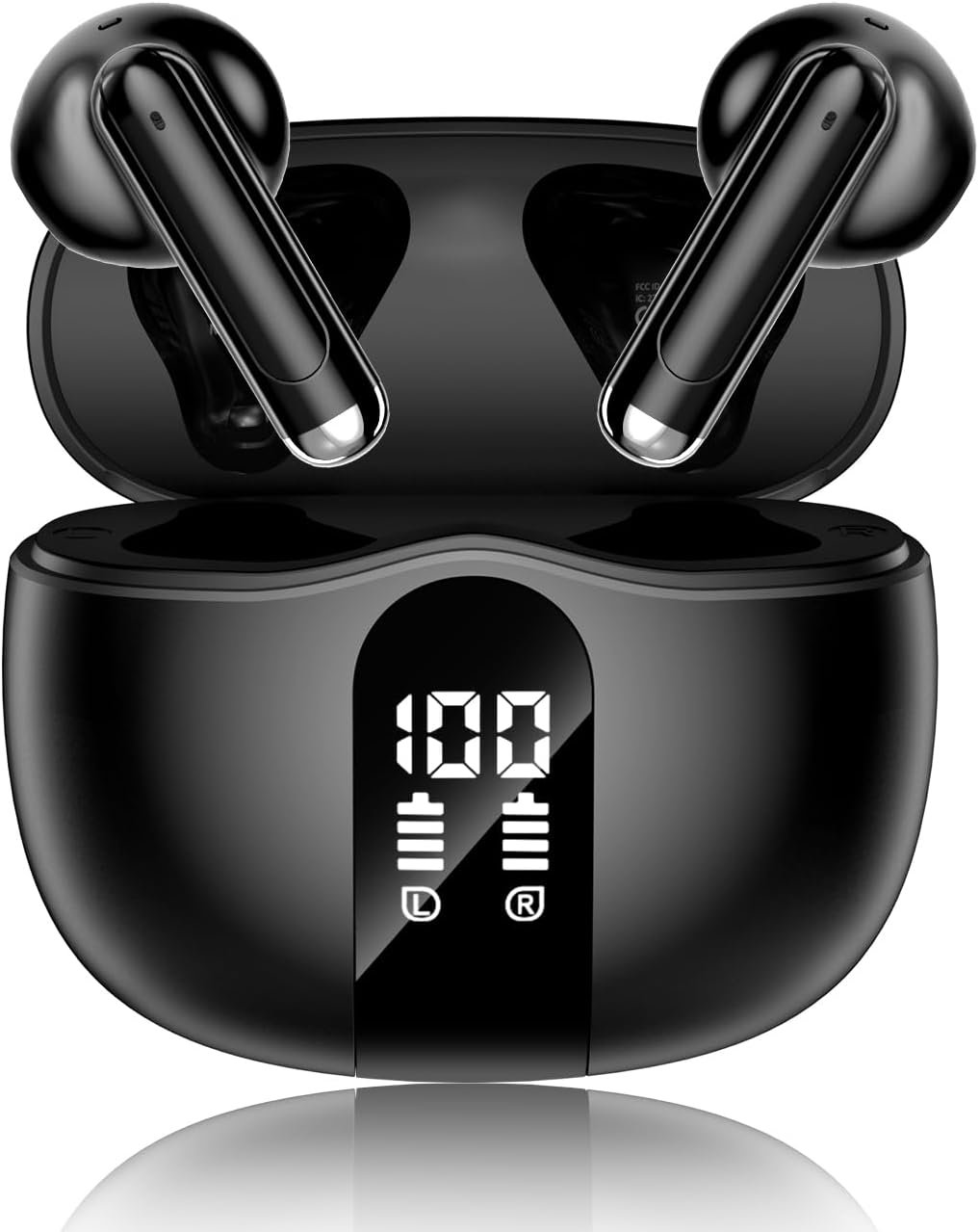 61eO7cAoFBL._AC_SL1500_.jpg XIAOWTEK Wireless Earbuds, 2026 Bluetooth 5.4 Headphones Bass Stereo Ear Buds with Noise Cancelling Mic, LED Display in Ear Earphones 50H Playtime Ear Buds, IP7 Waterproof for Laptop Pad Phones Black - Image 1