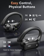 LEEMC Wireless Earbuds, Bluetooth Headphones 5.4, Ear Buds with Hooks for Sports, 80Hr Playtime Earphones, LED Display, IPX7 Waterproof Headset for Workout Running, Black - Image 6