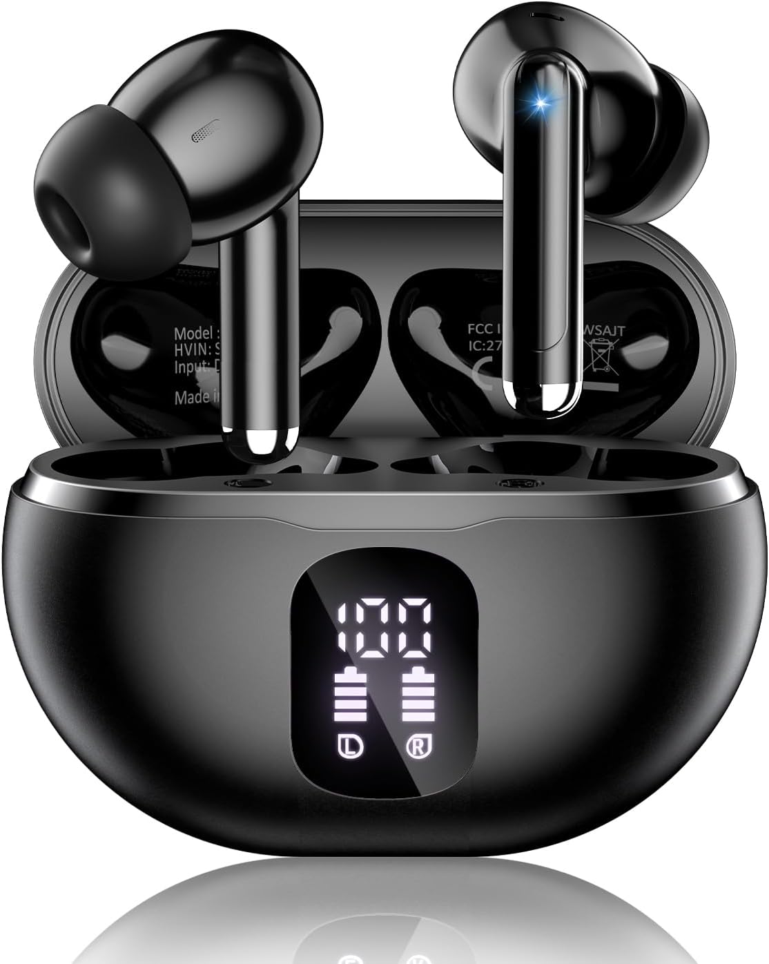 61nujxnsPdL._AC_SL1500_.jpg Wireless Earbuds, Bluetooth 5.4 Headphones with 50H Playback, Deep Bass Stereo Ear Buds Clear Calls with LED Power Display, IPX7 Waterproof, in-Ear Earphones with Mic for Phone/Android/iPad, Black - Image 1