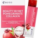BOTO Beauty Secret Pomegranate Collagen 20g - Korean Beauty Collagen Jelly Stick, Low Molecular Fish Collagen, Pomegranate Flavored - Packs of 15