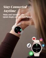 TOOBUR Smart Watch for Women, 40mm HD Smartwatch, Compatible with Android & iOS, Answer/Make Calls, Fitness Watch with Step/Calorie/HR Tracker, IP68, Gorgeous & Comfy, Gift for Women, Beige - Image 3