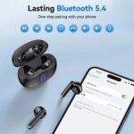 Wireless Earbuds, Bluetooth 5.4 Headphones HiFi Stereo with 4 HD Mic, 50H Playtime Bluetooth Earbuds with LED Display, IPX7 Waterproof Wireless Earphones, Touch Control Ear Buds,USB-C Black - Image 3