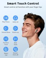 Wireless Earbuds, Bluetooth 5.4 Headphones with 50H Playback, Deep Bass Stereo Ear Buds Clear Calls with LED Power Display, IPX7 Waterproof, in-Ear Earphones with Mic for Phone/Android/iPad, Black - Image 6