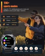 Military Smart Watches for Men(Answer/Make Calls), 1.39" HD Fitness Watch, 24/7 Heart Rate Sleep Monitor, Smart Watch for Men,114+ Sport Modes, IP68 Waterproof Smartwatch for Android iOS, 30Day, Black - Image 3