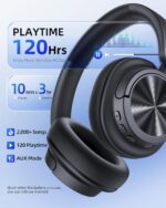 Hybrid Active Noise Cancelling Headphones 120H Playtime Wireless Headphones Bluetooth 6.0 Over Ear Headphones with 6 ENC HD Call Mic, Hi-Res 360° Spatial Audio ANC Headphone for Travel Workout Black - Image 4