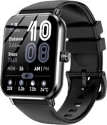 Smart Watches for Men Women, 1.83" HD Touchsreen, Bluetooth Calling, 5 ATM Water-Resistance, 130+ Sports Modes, Health, Fitness & Sleep Tracker, Timer, Pedometer, Fitness Watch for Android/iOS, Black