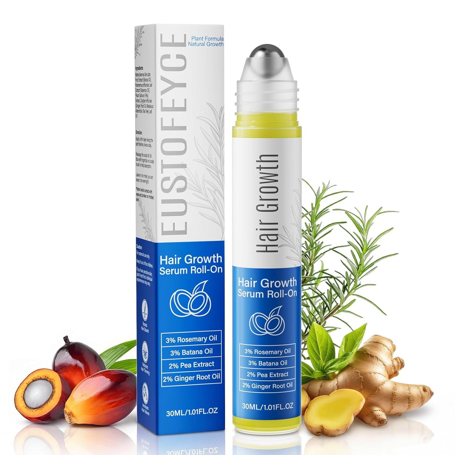 715-AgtS5WL._SL1500_.jpg Hair Growth Serum Roll On with 3% Rosemary,3% Batana Oil,2% Pea Extract,2% Ginger Root Oil,Stronger Root,stimulate follicle,Hair Thicker,Hair Loss Treatment,Hair Growth Serum(30ML/1.01FL.OZ) - Image 1