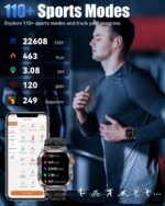Military Smarty Watch for Men, 2.01" Smartwatch with 1200mAh Battery, Flashlight, Answer/Make Calls, Heart Rate/Sleep Monitor 100+ Sport Modes Fitness Tracker for Android/iPhone - Image 5