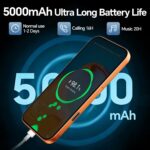 Unlocked Phones WK17, Android 15 Cell Phones, 5000mAh Battery, 16GB+512GB Smartphone 6.9" HD Screen/104MP+32MP Camera/Snapdragon 888 Processor, 5G Network, Face ID/WiFi/Bluetooth/GPS (Orange) - Image 6