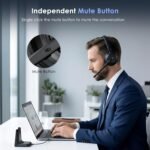 Mopchnic Wireless Headset with Noise Cancelling Microphone, On-Ear Bluetooth Headset with USB Dongle, Mute Function & Charging Base, Wireless Headphones for Work from Home and Call Center (Black) - Image 5