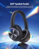 Hybrid Active Noise Cancelling Headphones 120H Playtime Wireless Headphones Bluetooth 6.0 Over Ear Headphones with 6 ENC HD Call Mic, Hi-Res 360° Spatial Audio ANC Headphone for Travel Workout Black - Image 8