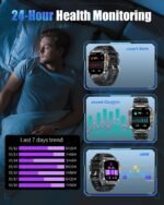 Military Smarty Watch for Men, 2.01" Smartwatch with 1200mAh Battery, Flashlight, Answer/Make Calls, Heart Rate/Sleep Monitor 100+ Sport Modes Fitness Tracker for Android/iPhone - Image 4