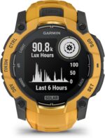 Garmin Instinct® 3 – 50 mm, Solar, Rugged Outdoor GPS Smartwatch, Built-in Flashlight, Alpine Rush Collection Limited Edition Color, Sunburst with Sunburst/Gray Band - Image 2