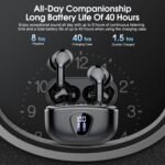 Wireless Earbuds, Bluetooth 5.4 Headphones HiFi Stereo, Bluetooth Earbuds with ENC Noise Cancelling Mic, IP7 Waterproof in Ear Earphones, 48H, LED Display Ear buds for Pad Phones Workout Sports, Black - Image 5