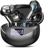 Wireless Earbuds, Bluetooth 5.4 Headphones HiFi Stereo 50H Playback LED Digital Display Ear Buds with ENC Noise Canceling Headset, IPX7 Waterproof Earphones for Running/Workout (Black)