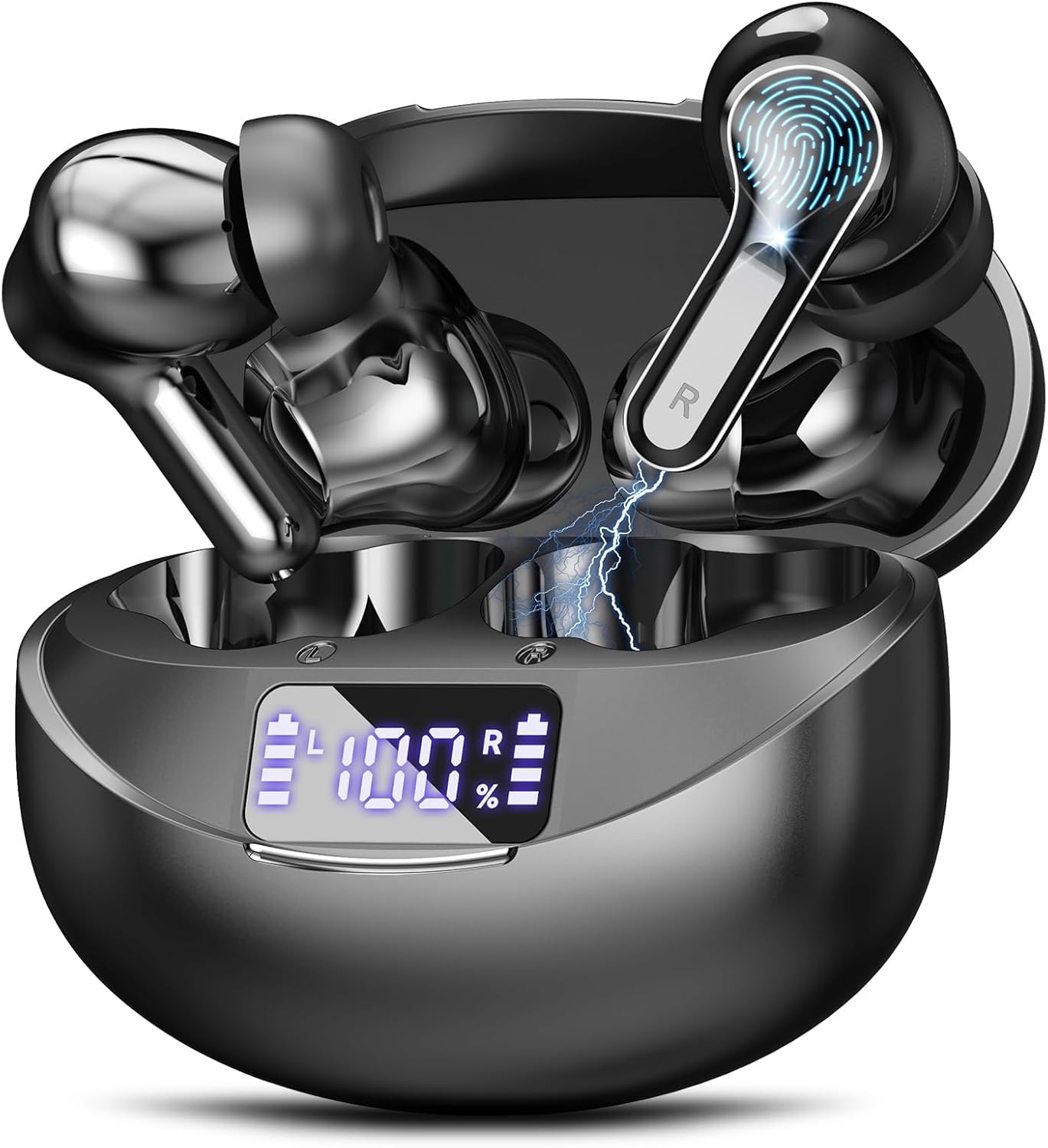 71JXmtCsL._AC_SL1500_.jpg Wireless Earbuds, Bluetooth 5.4 Headphones HiFi Stereo 50H Playback LED Digital Display Ear Buds with ENC Noise Canceling Headset, IPX7 Waterproof Earphones for Running/Workout (Black) - Image 1