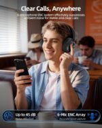 Hybrid Active Noise Cancelling Headphones 120H Playtime Wireless Headphones Bluetooth 6.0 Over Ear Headphones with 6 ENC HD Call Mic, Hi-Res 360° Spatial Audio ANC Headphone for Travel Workout Black - Image 5