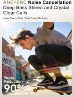 Wireless Earbuds, ENC Noise Cancelling Sport Ear Buds with Smart Charging Case, Bluetooth 5.4 Headphones, 5 EQ Over-Ear Earbuds for Sports/Workout/Gym-– Matte Black - Image 2