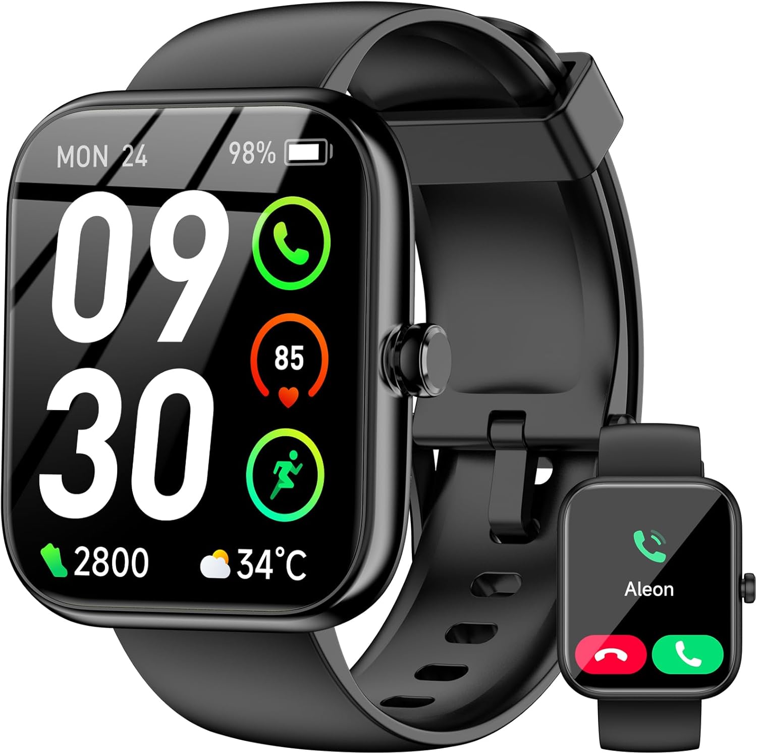 71RXGlg08KL._AC_SL1500_.jpg Smart Watch with Alexa Built-in, 1.83" HD Touchscreen Fitness Tracker, Bluetooth Notifications/Calls, IP68 Waterproof, 120+ Sport Modes, 24/7 Heart Rate & Sleep Monitor for iPhone Android iOS (Black) - Image 1