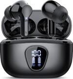 Wireless Earbuds, Bluetooth 5.4 Headphones HiFi Stereo, Bluetooth Earbuds with ENC Noise Cancelling Mic, IP7 Waterproof in Ear Earphones, 48H, LED Display Ear buds for Pad Phones Workout Sports, Black