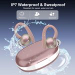 Wireless Earbuds, Bluetooth 5.4 Headphones Sport, Over Ear Buds With ENC Noise Cancelling Mic, 48H, Wireless Earphone With Earhooks, Stereo Deep Bass, IP7 Waterproof for Workout Running, Rose Gold - Image 7
