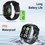 1.91" Smart Watch for Men,smart Watches for Women,Fitness Tracker with Message Call Function,120+ Sport Modes, IP68 Waterproof,24 Hours Heart Rate/Sleep Monitor,for Android/iOS (Black) - Image 3
