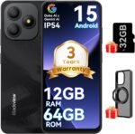 Blackview Wave 9C Unlocked Android Phones, Android 15 Cell Phone Unlocked, 6.56" Smart Phones, T-Mobile Phone, 12+64GB/2TB，13MP+8MP，5000mAh，Fingerprint/Face ID, Black