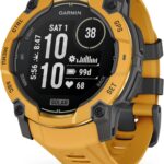 Garmin Instinct® 3 – 50 mm, Solar, Rugged Outdoor GPS Smartwatch, Built-in Flashlight, Alpine Rush Collection Limited Edition Color, Sunburst with Sunburst/Gray Band