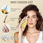 Natural Hair Growth Oil Kit with Rosemary Hair Oils for Hair Growth for Dry Damaged Hair, for Men and Women 2PCS*2 fl.oz (Yellow) - Image 4