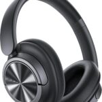 Hybrid Active Noise Cancelling Headphones 120H Playtime Wireless Headphones Bluetooth 6.0 Over Ear Headphones with 6 ENC HD Call Mic, Hi-Res 360° Spatial Audio ANC Headphone for Travel Workout Black