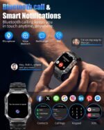Military Smarty Watch for Men, 2.01" Smartwatch with 1200mAh Battery, Flashlight, Answer/Make Calls, Heart Rate/Sleep Monitor 100+ Sport Modes Fitness Tracker for Android/iPhone - Image 6