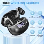 Wireless Earbuds, Bluetooth 5.4 Headphones HiFi Stereo 50H Playback LED Digital Display Ear Buds with ENC Noise Canceling Headset, IPX7 Waterproof Earphones for Running/Workout (Black) - Image 2