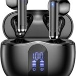 Wireless Earbuds, Bluetooth 5.4 Headphones HiFi Stereo with 4 HD Mic, 50H Playtime Bluetooth Earbuds with LED Display, IPX7 Waterproof Wireless Earphones, Touch Control Ear Buds,USB-C Black