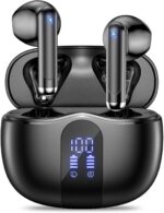 Wireless Earbuds, Bluetooth 5.4 Headphones HiFi Stereo with 4 HD Mic, 50H Playtime Bluetooth Earbuds with LED Display, IPX7 Waterproof Wireless Earphones, Touch Control Ear Buds,USB-C Black