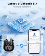 Wireless Earbuds, Bluetooth 5.4 Headphones with 50H Playback, Deep Bass Stereo Ear Buds Clear Calls with LED Power Display, IPX7 Waterproof, in-Ear Earphones with Mic for Phone/Android/iPad, Black - Image 4