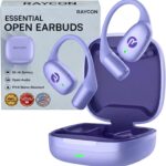 Raycon Essential Open Ear Earbuds – Open Ear Headphones, Earbuds Wireless Bluetooth, Sweat & Water-Resistant Earphones, Running Headphones with Ultra-Lightweight Design, 36 Hours Battery Life (Purple)