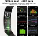 Smart Bracelet, Subscription-Free 24/7 Health Tracking, Heart Rate, SpO2, HRV & Sleep Tracker with IPX8 Waterproof, Wearable Activity & Fitness Tracker, 7-Day Battery, 2 Bands (Black) - Image 3