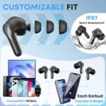 Wireless Earbuds, Bluetooth 5.4 Headphones HiFi Stereo 50H Playback LED Digital Display Ear Buds with ENC Noise Canceling Headset, IPX7 Waterproof Earphones for Running/Workout (Black) - Image 4