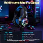 2.4GHz Wireless Gaming Headsets for PS5/PS4/PC/Switch/Xbox, RGB Noise Cancelling Over-Ear Headphones with 7.1 Surround Sound, 40mm Drivers, 276g Ultraligero, Memory Foam, 45H Gaming Headphones Black - Image 5