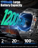 Military Smarty Watch for Men, 2.01" Smartwatch with 1200mAh Battery, Flashlight, Answer/Make Calls, Heart Rate/Sleep Monitor 100+ Sport Modes Fitness Tracker for Android/iPhone - Image 2