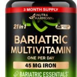 Bariatric Multivitamin - 45 mg Iron Supplements - Made in USA - for Women & Men - All-in-One, 21 Essential Vitamins - Gastric Sleeve Support - Free of Sugar, Gluten & Soy - 90 Capsules, Once Daily