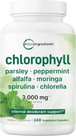 Micro Ingredients Chlorophyll Super Greens Complex | 240 Veggie Capsules with Parsley, Moringa, Spirulina, Chlorella, & More | Gluten-Free, No Additives
