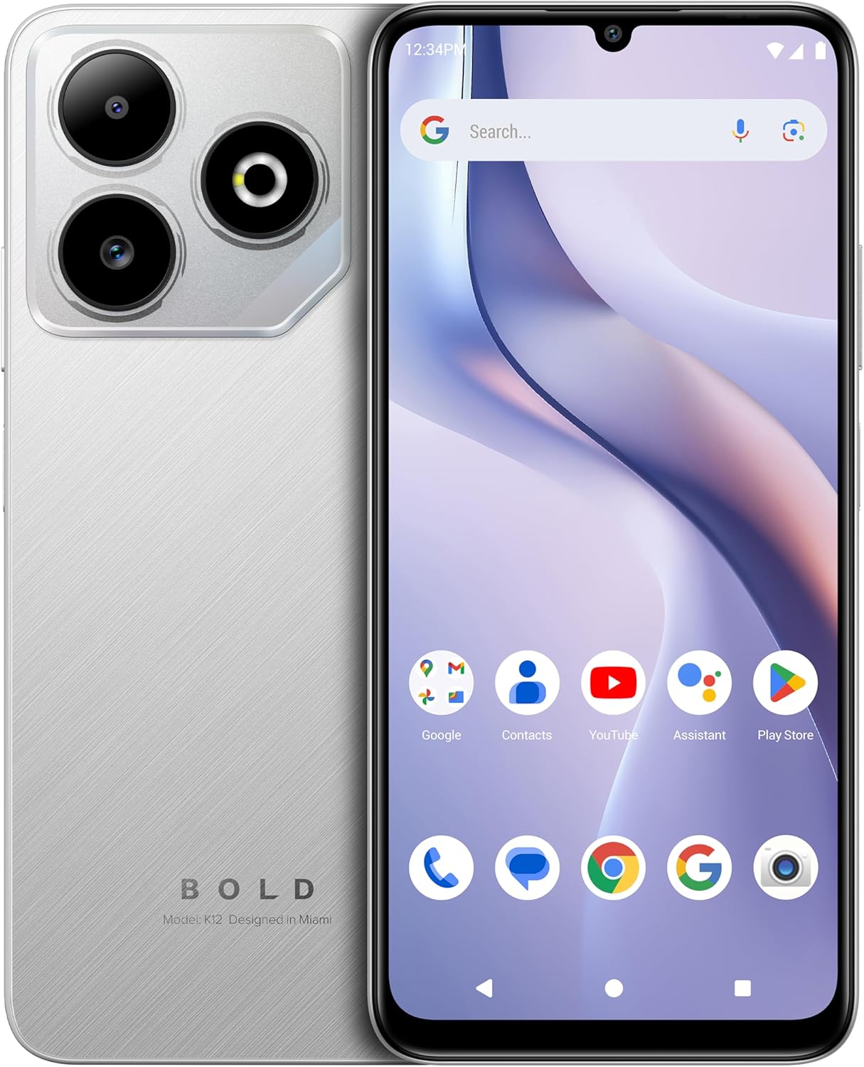 814bjrBrcPL._AC_SL1500_.jpg BLU Bold K12 | 2025 | Unlocked | 6.8” HD+ 120Hz Infinity Display | 50MP Main + 8MP Selfie Cameras | 128GB Internal Storage | US Version | US Warranty | Silver - Image 1