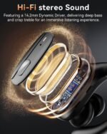 LEEMC Wireless Earbuds, Bluetooth Headphones 5.4, Ear Buds with Hooks for Sports, 80Hr Playtime Earphones, LED Display, IPX7 Waterproof Headset for Workout Running, Black - Image 3