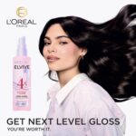 L'Oreal Paris Elvive Glycolic + Gloss High Shine Leave-In Hair Serum, Smooths Dull, Porous Hair Into High-Shine, Glossy Hair, 4.4 Fl Oz - Image 3