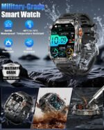 Military Smarty Watch for Men, 2.01" Smartwatch with 1200mAh Battery, Flashlight, Answer/Make Calls, Heart Rate/Sleep Monitor 100+ Sport Modes Fitness Tracker for Android/iPhone - Image 8