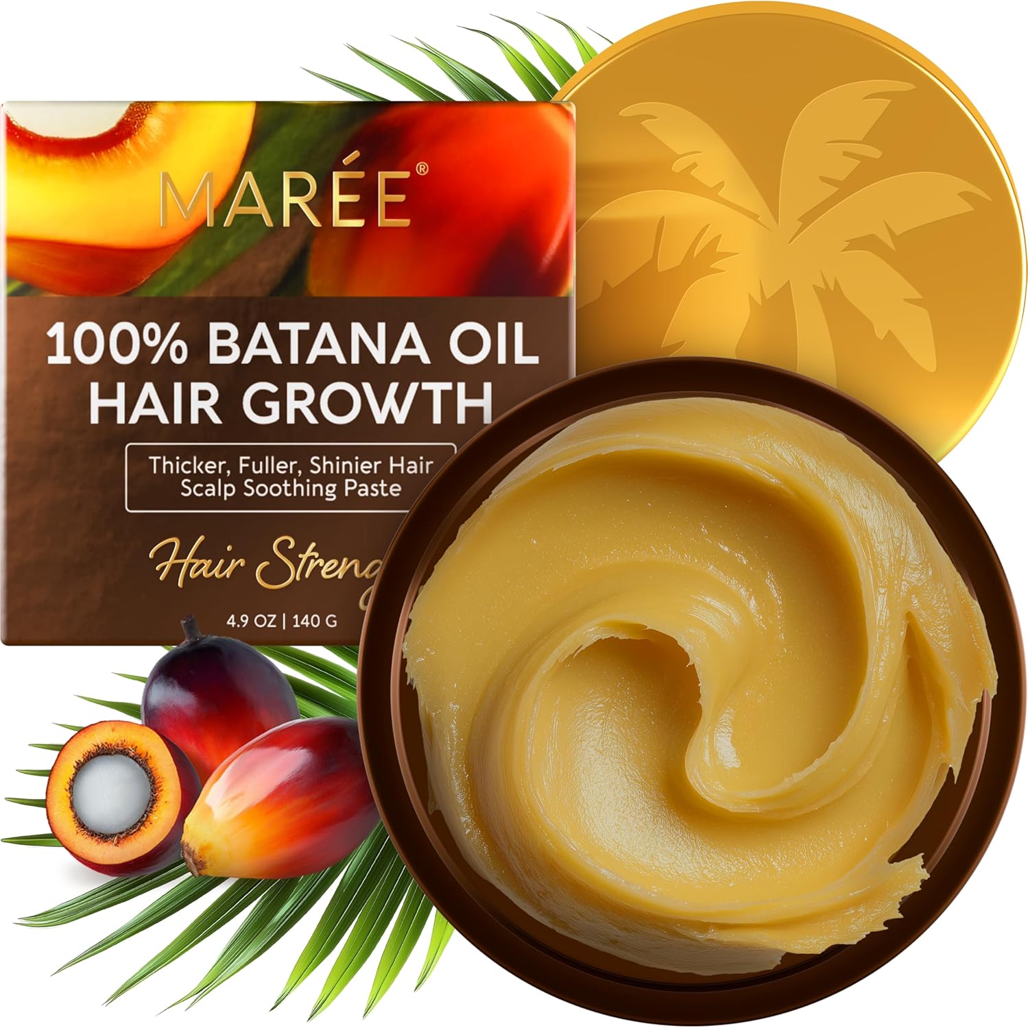 81KyWvpx2cL._AC_SL1500_.jpg MAREE Batana Oil for Hair Growth – 100% Natural Botana Oils Hair Growth – Raw Batama Oil Paste from Honduras – Density, Thickness & Scalp Soothing for Women and Men – Aceite de Batana Para el Cabello - Image 1
