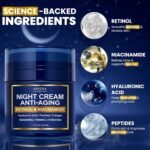 Night Cream for Women Anti Aging - Night Moisturizer for Face with Retinol, Peptides, Niacinamide - Anti-Wrinkle, Firming & Hydrating Skin Care - Fragrance-Free, Non Greasy Overnight Face Cream - Image 3